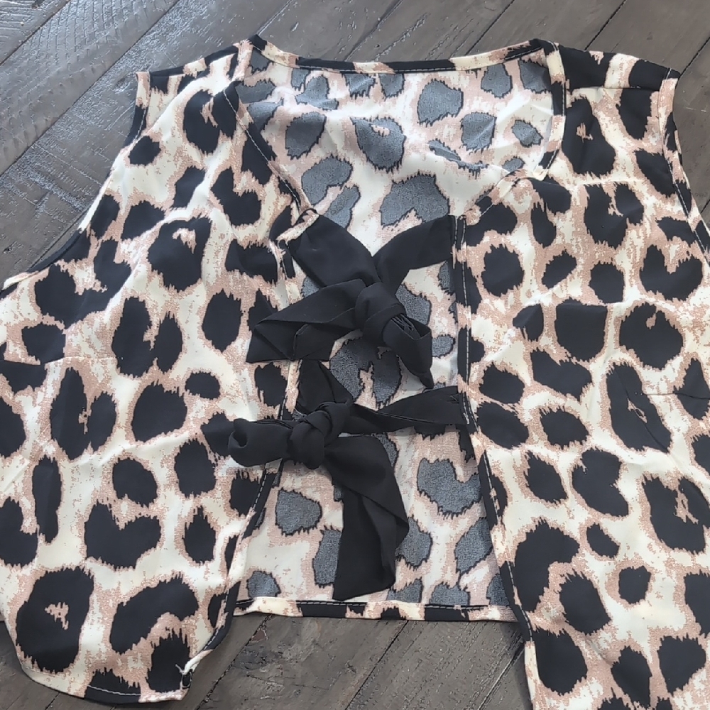 Leopard Print Women's Top with Black Accents
